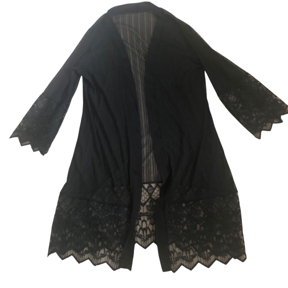 Black lace duster whimsygoth witchy Halloween costume party couture gypsy